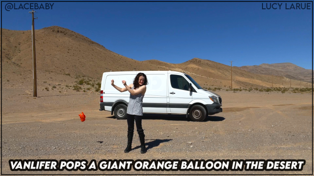 Vanlifer Pops A Giant Orange Balloon in the Desert
