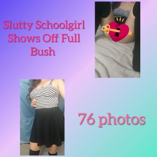 Slutty Schoolgirl Shows off Full Bush photo gallery by Angelic Jada