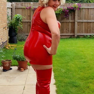 Red Latex Dress photo gallery by Camilla Creampie