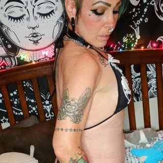 Goth babe showing off my skull bikini photo gallery by Princess Enby