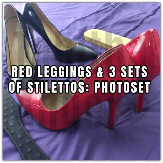 Red Leggings and 3 Sets of Stilettos photo gallery by Tabitha Angel