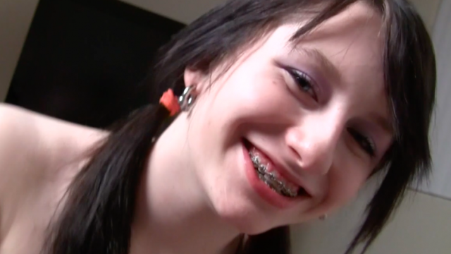 Melody face full of braces sucks my cock in audition