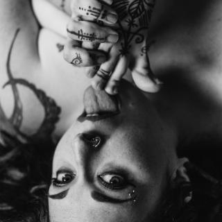 Sexy Goth Woman, Tattooed Foot Fetish, Solo Toe Licking photo gallery by The Pythoness