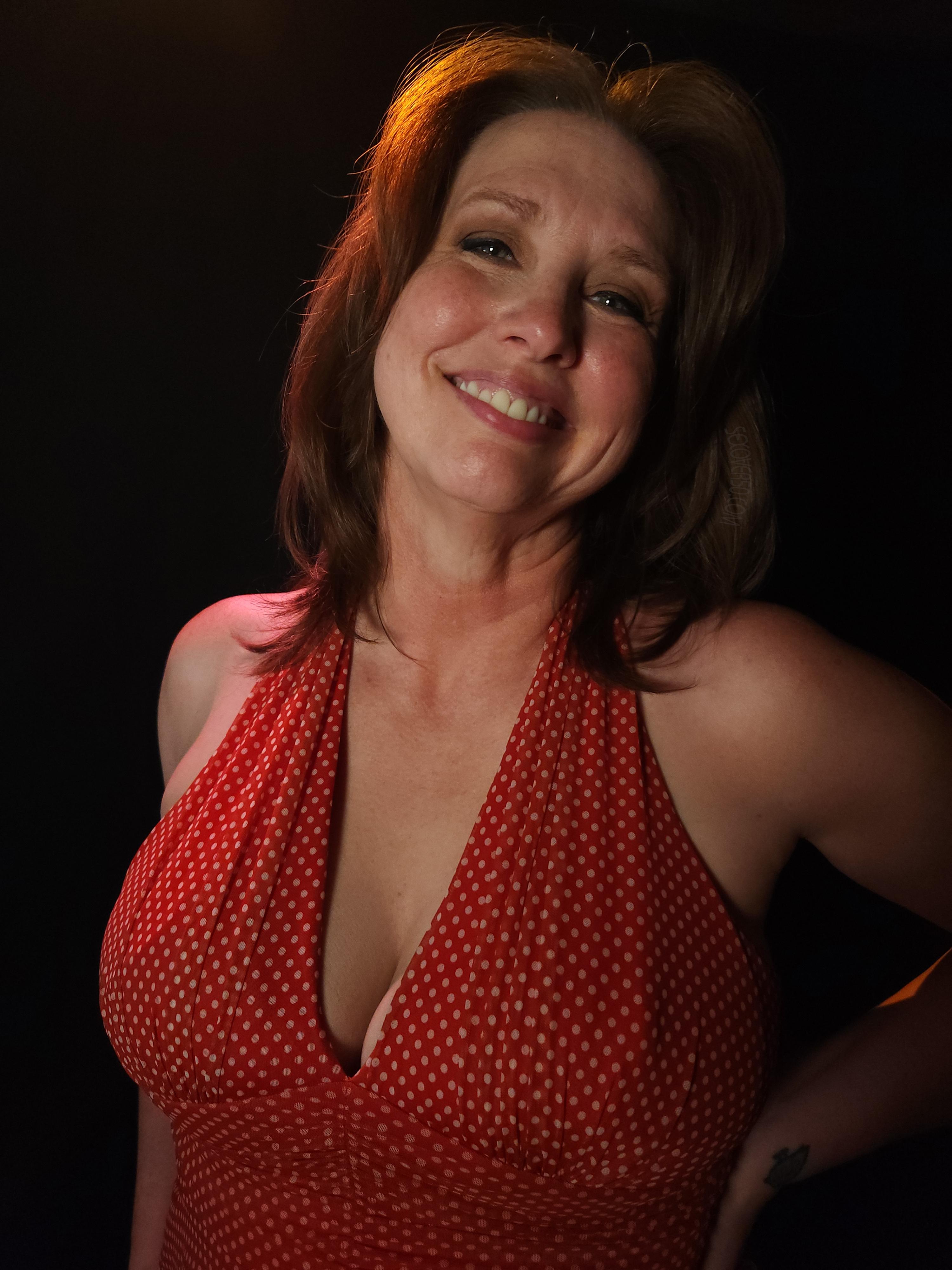 Autumn In her red dress photo gallery by Sex Over 50